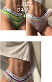 1PC Rainbow Striped Sports Seamless Underwear for Women Mid Waist Letter Belt Breathable Panties Soft Daily Cotton Briefs