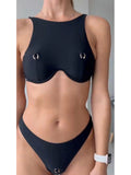 High Neck Underwired Bikini Female Swimsuit Women Swimwear Two-Pieces Bikini Set Brazilian Padded Bather Bathing Suit Swim V7514