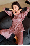 2026 Pajamas for Women Ice Silk Sexy Lace Small Leopard Print Long Sleeve Home Clothes Pajamas Set Can Be Weared Outside