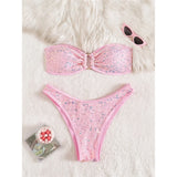 Sequins Shiny Bling Bandeau Bikini Female Swimsuit Women Swimwear Two-pieces Bikini set Brazilian Bather Bathing Suit Swim K7311