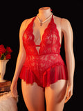 Adult Sexy Lace Teddy Bodysuit For Women Deep V Neck Open Back Halter Design Romantic Hot Women's Lingerie Babydoll Sleepwear