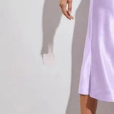 Satin-Like Shiny Skirt Women Midi Skirt High Waist Solid Color Mid-calf Length Skirt Soft Breathable Fabric Work Skirts