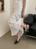 White Thin Heeled Sandals 2026 Women's Low-Heeled Shoes With Strap Brown Summer 2026 New Girls Fashion French OL Single Shoes