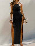 Sexy High Slit Crochet Knitted Tunic Beach Cover Up Long Dress Cover-ups Beach Dress Beach Wear Sarong Beachwear Female Women