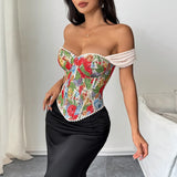 Phantasy Vintage Strap Floral Print Tank Top Women French Style Pink Camisole Lady Elegant Blue Vest 2026 Summer Party Dress up