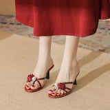 Liyke 2026 New Fashion Flowers Pearl   Women Slippers Summer Party Dress  Sandals