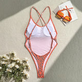Printed Extreme Mini Micro Thong Women Swimwear One Piece Swimsuit Female Cross Back High Cut Monokini Bather Bathing Suit Swim