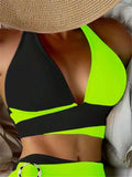 Sexy Halter Bikini 2026 Criss Cross Solid Swimsuit High Waist Swimwear Female Bathers Bathing Swimming Suit Padded Beachwear