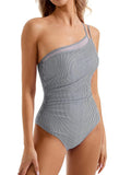 S - XXL Sexy One Shoulder High Cut Leg One Piece Swimsuit Women Swimwear Female Striped Monokini Bather Bathing Suit Swim K7096
