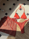 With Mesh Sarong Skirt Halter Bikini Women Swimwear Female Swimsuit Three-pieces Bikini Set Fishnet Bathing Suit Swim Beachwear