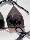 Sexy Shiny Gradient Purple Halter Strappy Bikini Female Swimsuit Women Swimwear Two-pieces Bikini Set Bather Bathing Suit Swim