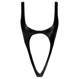 S - XL Shiny PU Faux Leather Sexy Cut Out Thong Women Swimwear One Piece Swimsuit Female Bather Bathing Suit Swim Monokini V1985