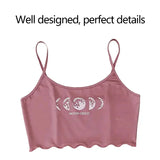 Summer Sleepwear Women 2 Pieces Pajama Set Pink Black Moon and Planet Print Sports Camisole and Shorts Set Casual Loungewear