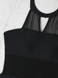 2026 Halter String Solid Swimsuit One Piece Sexy Black MeshSwimwear Women Bathing Suit Female Swimming Summer Beachwear Bodysuit