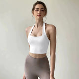 Women's Yoga Sports Bra Sexy Neckband Chest Cushion Beautiful Back Fashionable Pleat Gathering Sports Bra for Fitness