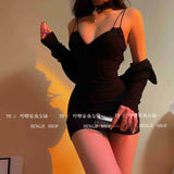 Slip Sweet Mini Dress Tank V Neck Babes Backless Bare Ass Cosplay House Fairy Sweet Korean Women Tops 2022 Summer P7M8