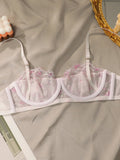 Lace embroidery underwear set Sexy floral print set seaside vacation style bra set party underwear women Lingerie MR2862