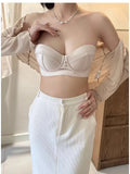 TikTok Viral MOYISU Summer Satin Bralette Strapless Push Up Bra&Set French Retro Anti Sag Lingerie Set Small Breast Support Gift