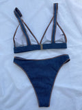 DEKA Sexy Brazilian Women Swimwear Denim Bikini Set Blue High Cut Bikini Female Swimsuit Two-pieces Bather Bathing Suit Swim