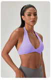 YOGA Naked Feeling Strappy Padded Sports Bras for Women - Fitness Workout Top Criss Cross Back Yoga sports Bras No steel ring