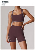 Color Blocking Yoga Sets Women's Tracksuit Hanging Neck Shockproof Sports Vest Hip Lifting Shorts Gym Running Fitness Suits