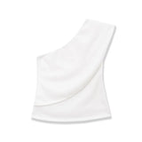 Women's Fashion Casual Off-Shoulder Stylish Top White Top Slim Fit Single Sleeve Casual Blouse For Women Daily Party Wear QHRH
