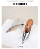 Design Fashion Platform Wedges High Heels Mule Women Slippers Concise Shallow Pointed Toe Party Dress Ladies Shoes 2026
