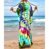 2026 New Colorful Kaftan Tunic Beach Dress Beach Wear Beachwear Beach Cover Up Cover-upsLoose Maxi Dress Female Women V4428