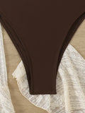 Women micro mini halter bikini sets 4 pieces with ruffles perspective cover tops and skirt swimsuit bathing suit beach outfits
