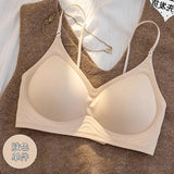 Summer Seamless Crop Top Bra Small Chest Gathered Thin Straps Back Accentuating Bralette Beachwear Light Support Wirefree AU