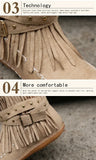 Vintage Women Boots Suede Ankle Boots Fringe Women Shoes Winter Boots Women Side Zipper Casual Shoes Ladies Snow Boot