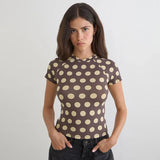 2026 Summer Women's Tops Round Neck Short Sexy Polka Dot T-Shirt Tops