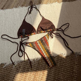 Colorful Halter Bikini Women Swimwear Female Swimsuit Two-Pieces Bikini Set High Leg Cut Padded Bather Bathing Suit Swim V6991