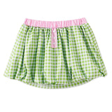 Women's Summer Mini Skirts Elastic Band Bubble Plaid Print Skirt for Daily, Travel, Parties