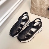 Ladies Shoes 2026 High Quality Buckle Strap Women's Sandals New Closed Toe Office and Career Summer Solid Wedge Sandals