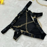 Toucheart Erotic Underwear Mesh See-through Patchwork Metal Chain Hot Girls Sexy Seductive Coquette Nightclub Party Dance Suit