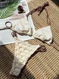 Hollow Out Halter Bikini Female Swimsuit Women Swimwear Two-pieces Bikini set High Leg Cut Bather Bathing Suit Swim Beachwear
