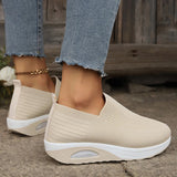 Breathable Knit Wedges Sneakers Woman Spring Autumn Slip On Platform Sport Sneakers Woman Plus Size Thick Sole Walking Shoes