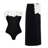 2026 New Retro One Piece Swimsuit Skirt Shoulder Strappy Swimsuit Print Floral Swimwear Women Slimming Bathing Suit Beach Wear