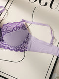Women's Oversized Underwear With Half Cup Gathered Anti Sagging Flower Embroidery Design Suitable For Plump Women 90D-110D B2510