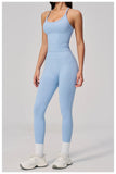 Summer Seamless Yoga Sets Women Outdoor Slimming Sports Tank Top High Waist Hip Lifting Leggings Gym Fitness Suits Tracksuit