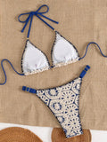 XS - L Halter Crochet Bikini Women Swimsuit Female Swimwear Two-pieces Bikini Set High Cut Bather Bathing Suit Swim Beachwear
