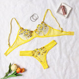 Sexy Lace Lingerie Bra And Panty Sets Women Underwear Flower Embroidery Bralette Set