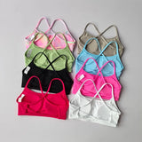 Women's Sexy Cross Backless Yoga Sports Bra Quick Drying Skin Friendly Nude Fitness Bra for Active Wear