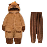 Adult Capybara Robes Onesies Pajamas Cartoon Pyjama Animal Kigurumi Slipper Halloween Cosplay Costumes Warm Sleepwear Jumpsuit