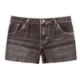 Denim Shorts Women Shorts High Stretchy Imitation Denim Short Leggings with Pockets Tight Fitting Summer Shorts