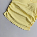 Big round Neck Yoga T-Shirt Short-Sleeved Slimming Sports Top with Fixed Chest Cushion for Running Pilates Summer Stretch