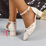 Elegant Diamond Buckle Strap Women'pumps Summer 2025 Pearl Pointed Toe Pumps Woman Casual Solid Shallow Women's High Heels