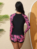 Women's Swimsuit Tankini Set Female Long Sleeves Swimwear 2025 Surfing Sports Pool Beachwear Two-Piece Bathing Suits With Shorts