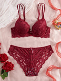 Single of Women's Underwear Set Sexy Lace Patchwork with Push Up Bra Romantic Sheer Women's Panties